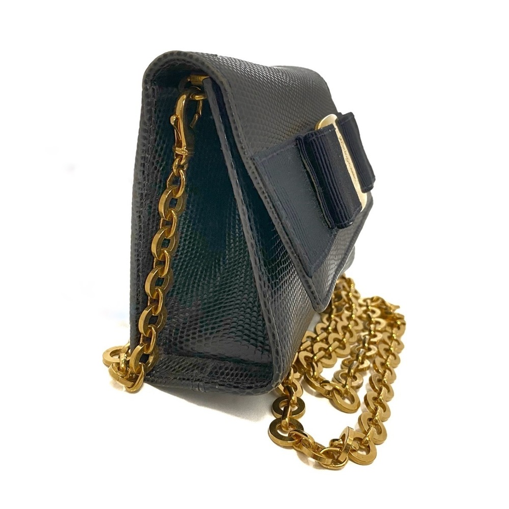 Salvatore Ferragamo Vara Mini Black Bag Chain Shoulder Bag
